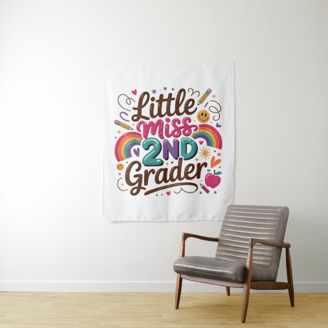 Little Miss 2nd Grade First Day of Second Grade Tapestry (In Situ)