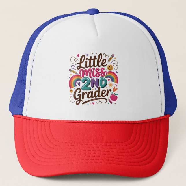 Little Miss 2nd Grade First Day of Second Grade Trucker Hat (Front)