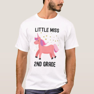 Little Miss 2Nd Grade   Girls Unicorn Back To Scho T-Shirt