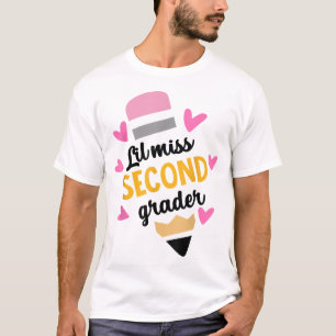 Little Miss 2Nd Grade Pencil Coquette Back T-Shirt