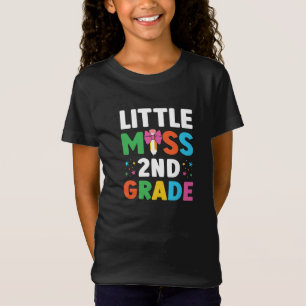 Little Miss 2nd Grade Typography School T-Shirt