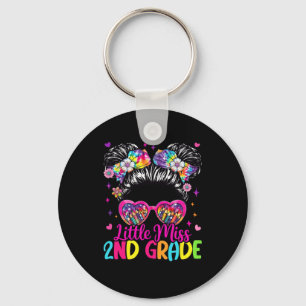 Little Miss 2nd Second Grade Messy Bun First Day O Key Ring
