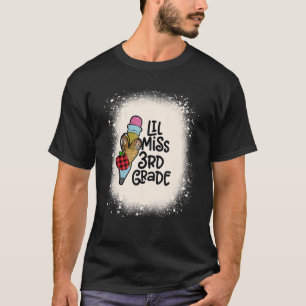 Little Miss 3rd Grade Girls Red Plaid Leopard Back T-Shirt