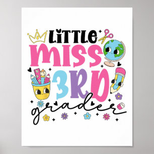 Little Miss 3rd Grader First Day Of School Kawaii Poster