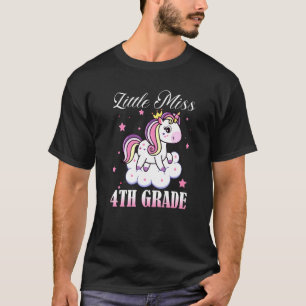 Little Miss 4th Grade First Day Of School Unicorn  T-Shirt