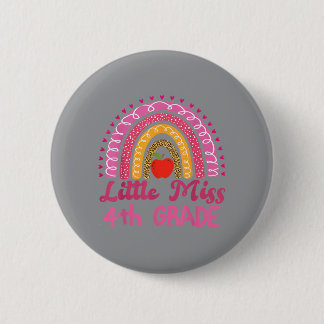 Little Miss 4th Grade Rainbow Teacher Kids Back To 6 Cm Round Badge