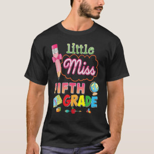 Little Miss 5th Grade Pencil Bow Back To School Fi T-Shirt