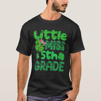 Little Miss 5Th Grade Pop It St Patrick's Day Stud T-Shirt