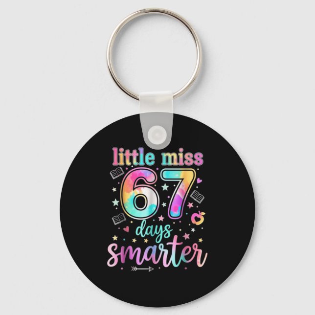 Little Miss 67 Days Smarter 67 Days Of School Six  Key Ring (Front)