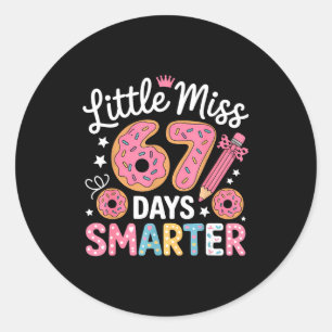 Little Miss 67 Days Smarter Kids Girls 67th Day Of Classic Round Sticker