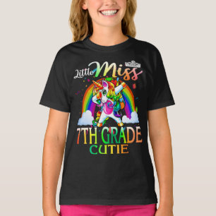 Little Miss 7th Grade Cutie Unicorn Rainbow T-Shirt