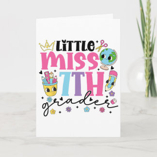 Little Miss 7th Grader First Day Of School Kawaii  Card