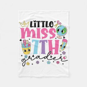 Little Miss 7th Grader First Day Of School Kawaii Fleece Blanket