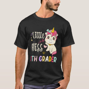 Little Miss 7Th Grader Unicorn S Girls Kids First T-Shirt