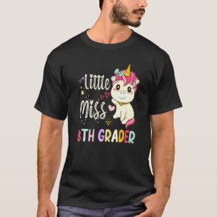 Little Miss 8th Grader Unicorn Girls Kids First D T-Shirt
