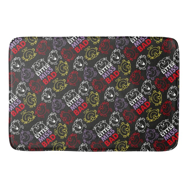 Little Miss Bad | Black, Red & Yellow Pattern Bath Mat (Front)