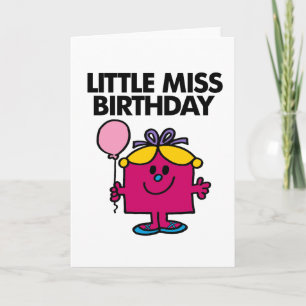 Little Miss Birthday With Pink Balloon Card