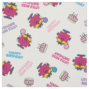 Little Miss Birthday With Pink Balloon Fabric