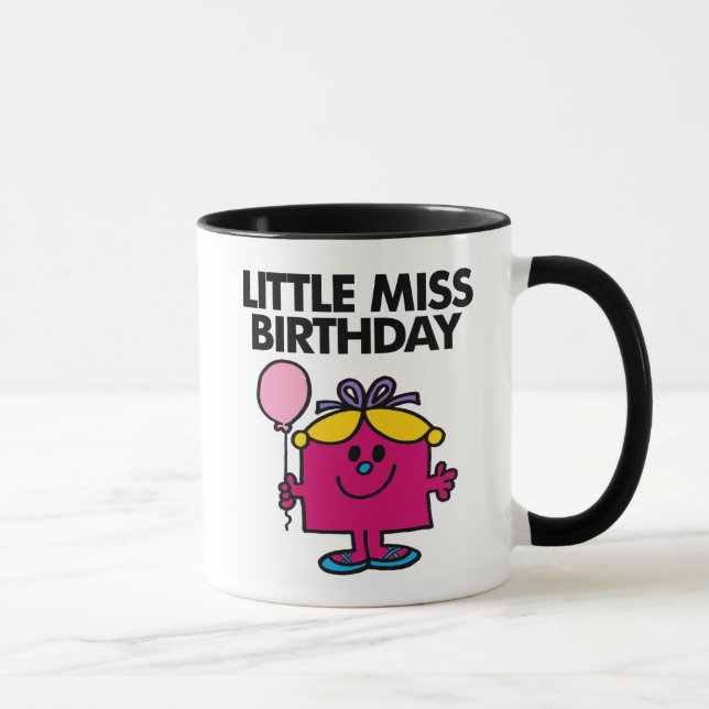 Little Miss Birthday With Pink Balloon Mug (Right)