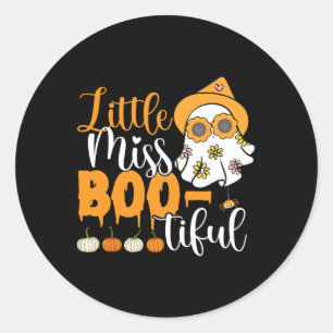 Little Miss Boo-tiful Cute Boo Ghost Halloween Tod Classic Round Sticker