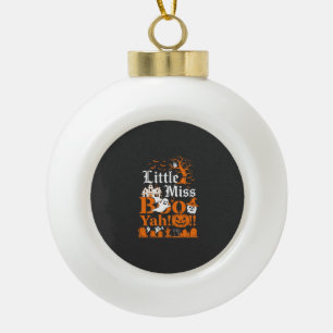 Little Miss Boo Yah Halloween Ghost Pumpkin Bats Ceramic Ball Christmas Ornament