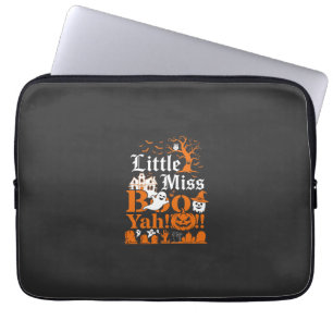 Little Miss Boo Yah Halloween Ghost Pumpkin Bats Laptop Sleeve