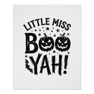 Little Miss Boo Yah Vintage Halloween Shirt Design Poster