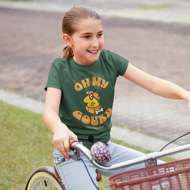 Little Miss Busy Oh My Gourd Halloween T-Shirt (Kid wearing t-shirt)