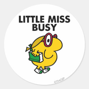 Little Miss Busy   Reading Time Classic Round Sticker