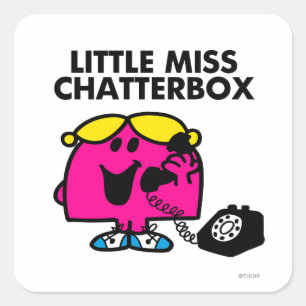 Little Miss Chatterbox & Black Telephone Square Sticker