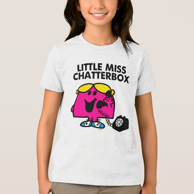 Little Miss Chatterbox & Black Telephone Tri-Blend Shirt (Front)