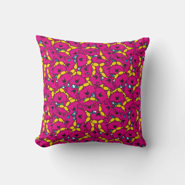 Little Miss Chatterbox | Bright Pink Pattern Cushion (Front)