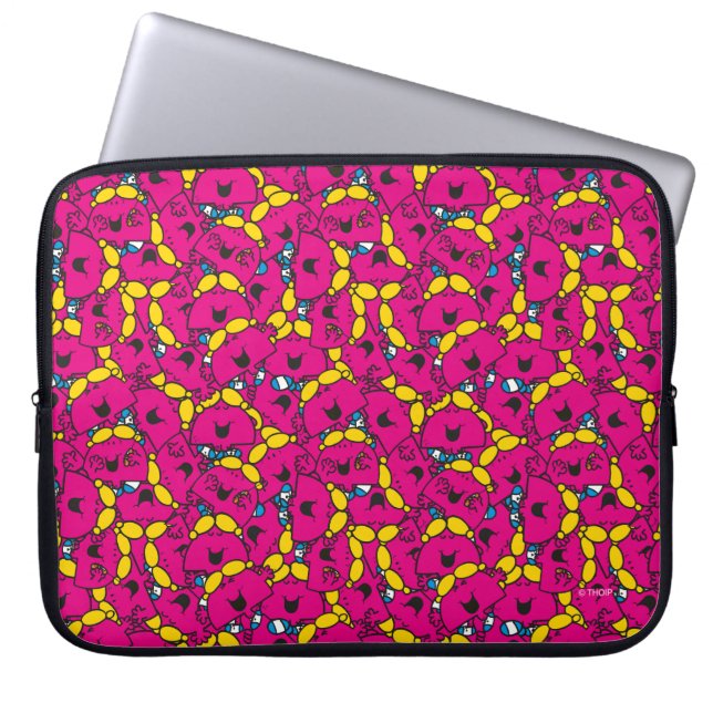 Little Miss Chatterbox | Bright Pink Pattern Laptop Sleeve (Front)