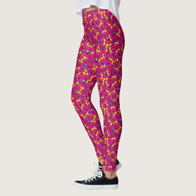 Little Miss Chatterbox | Bright Pink Pattern Leggings (Left)