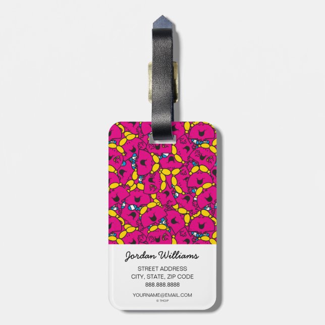 Little Miss Chatterbox | Bright Pink Pattern Luggage Tag (Back Vertical)