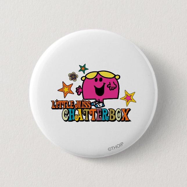 Little Miss Chatterbox & Colourful Stars 6 Cm Round Badge (Front)