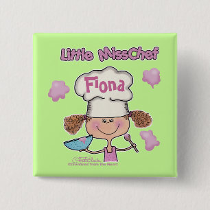 Little Miss Chef Personalise 15 Cm Square Badge