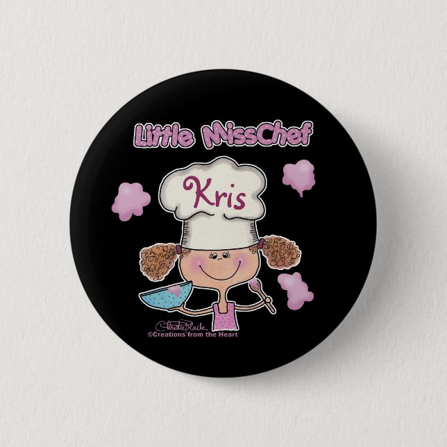 Little Miss Chef Personalise 6 Cm Round Badge (Front)