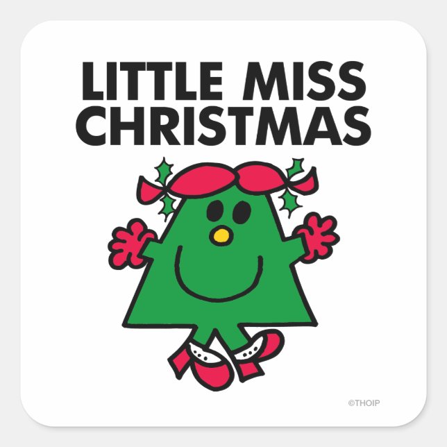 Little Miss Christmas Smile Square Sticker (Front)