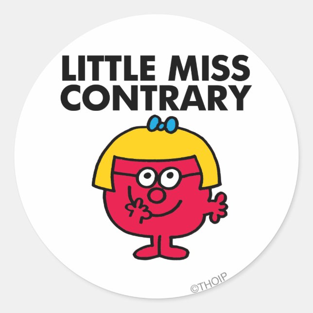 Little Miss Contrary Classic Round Sticker (Front)