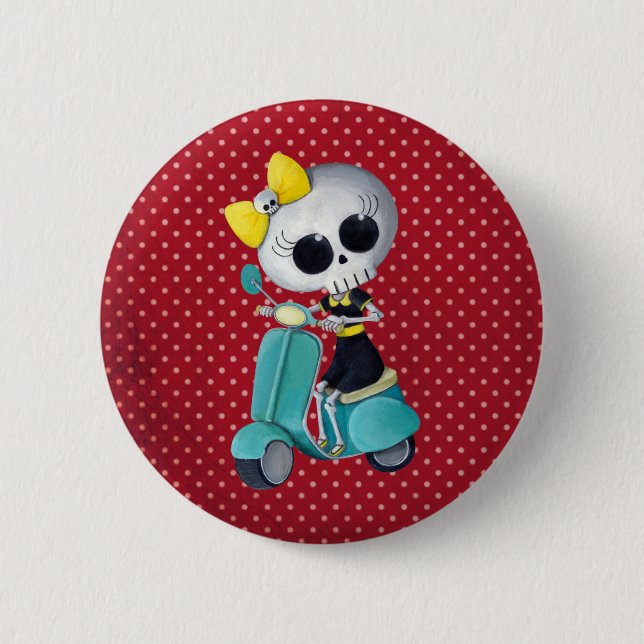 Little Miss Death on Scooter 6 Cm Round Badge (Front)