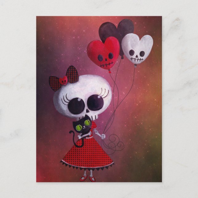 Little Miss Death Valentine Girl Holiday Postcard (Front)