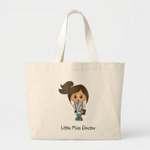 Little Miss Doctor - Cute Brunette Large Tote Bag