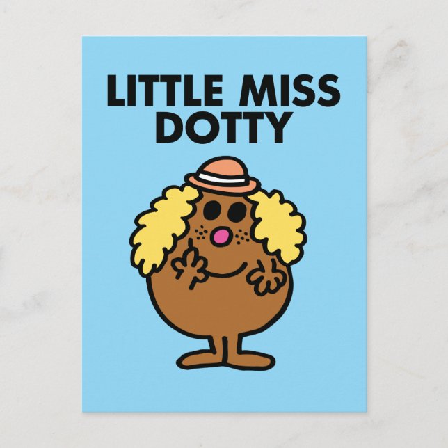 Little Miss Dotty | Black Lettering Postcard (Front)