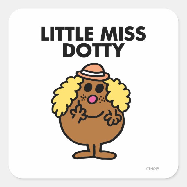 Little Miss Dotty | Black Lettering Square Sticker (Front)