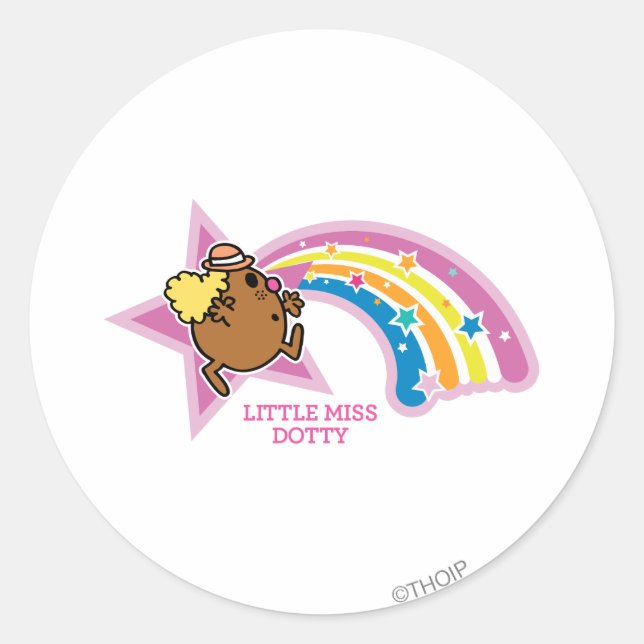 Little Miss Dotty | Chasing Rainbows Classic Round Sticker (Front)