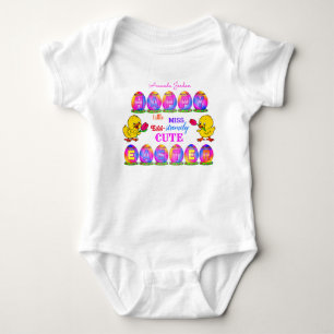 Little Miss Extremely Cute Happy Easter Eggs Chick Baby Bodysuit