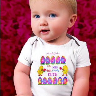 Little Miss Extremely Cute Happy Easter Eggs Chick Baby Bodysuit