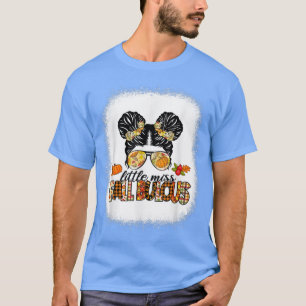 Little Miss Fall Bulous Messy Bun Kids Girls Cute T-Shirt