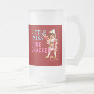 Little Miss Firecracker Vintage Americana Frosted Glass Beer Mug